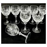 Eight Beautiful Crystal Wine Glasses