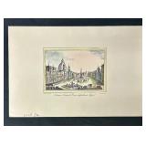 Pair of Petite Numbered European Prints including Vintage View of the Piazza Navona Print and View of Florence around the Arno and the Santa Trinita Bridge"