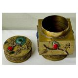 Vintage Chinese Brass Tobacco / Snuff Box, Jeweled Bowl, Enameled Box and More!