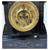 Antique Ansonia Figural Iron Enamel Mantle Clock