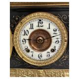 Antique Ansonia Rosalind Iron Enamel Mantle Clock