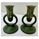 Vintage Roseville Pottery Fuchsia Flower Candlesticks