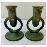 Vintage Roseville Pottery Fuchsia Flower Candlesticks