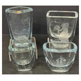 Bundle of 4 Small Vintage Swedish Crystal Vases