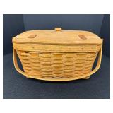 Longaberger Covered Hand Woven Wooden Basket