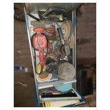 Vintage Workshop Tool Chest with Drill Bits, Palm Sanders, Sanding Paper and More