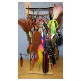 Lot of Fishing Lures and Spinnerbaits on Display Rack