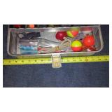 Vintage UMCO 103A Fishing Tackle Box with Assorted Fishing Lures and Accessories