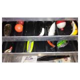 Vintage UMCO 103A Aluminum Tackle Box with Assorted Fishing Lures