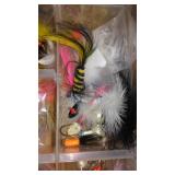 Assorted Fishing Lures and Accessories in Organizer Box