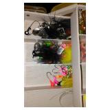 Fishing Tackle Box with Assorted Lures, Weights, and Accessories