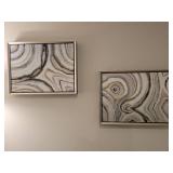 A Pair of Liz Jardine Wall Art. 26" x 20" x 2 1/4" each. Sliced Agates.