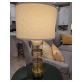 A pair of Metal and Glass banded Table Lamps by Uttermost.