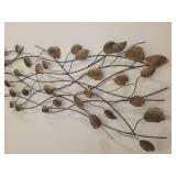 Metal Wall Art: Bronzed Leaves and Tree Branches.