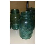 Collection of 12 Vintage Blue Glass Canning Jars - Ball and Atlas