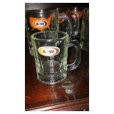 Set of 8 Vintage A&W Root Beer Glass Mugs and More.