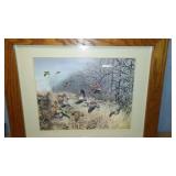 Framed Artwork by Maynard Reese Featuring Hunting Scene