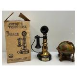 Two Vintage Jim Beam Collectible Decanters Including Telephone In Original Box & Globe