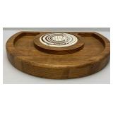 Vintage Wooden Cheese Plate With Glass Dome