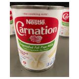 Lot of 12 Nestle Carnation Evaporated Fat Free Milk Cans - Best by 07/23/24