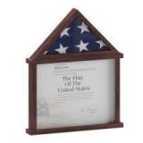 Flash Furniture Quincy Flag and Certificate Display Case, Solid Pine Wood Flag Shadow Box-Mahogany