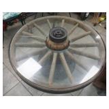 wagon wheel custom table, on wheels