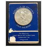 1970 Republic of Panama 5 Balboas Silver