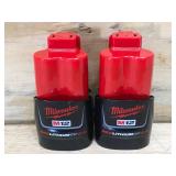 Lot of 2 - Milwaukee M12 Red Lithium CP 2Ah Model # 48-11-2420