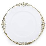 ALLGALA 13-Inch 6-Pack Heavy Quality Round Charger Plates-Floral White Gold Trim-HD80341