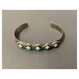 Vintage Southwest Sterling Silver Turquoise Cuff Bracelet Hallmarked 