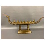 Vintage Brass Boat Candle Holder 8 Cup