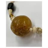 Vintage Sterling Silver Beaded Necklace with Unique Organic Stones incl. Amber