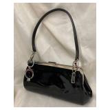 Coach Black Patent Leather Handbag with Metallic Frame