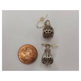 Sterling Silver Filigree Dangle Earrings Intricate Design