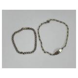 Sterling Silver Chain and Beaded Pearl Bracelet Set