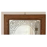 Vintage Wall Hanging Mirror with Etched Design