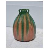 Breathtaking Belgian Studio Art Pottery - Green / Sand Drip Glaze Vase