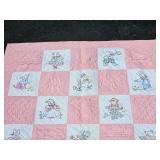 Woodland Animal Embroidery Nursery Banket (Pink)