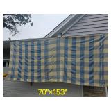 Vintage Blue Plaid Massive Wool Coverlet