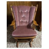 Vintage Wooden Glider Chair with Upholstered Seating