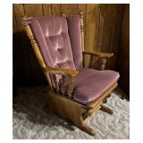 Vintage Wooden Glider Chair with Upholstered Seating