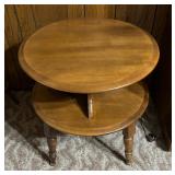 Vintage Farmhouse Colonial Style Wooden Two Tiered Accent Table