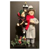 Vintage Holiday Creations Tiny Tim and Scrooge Animated Lamp Post Scene