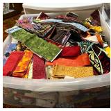 Large Bin of Quilting Fabric / Large Bin of Fabric Large and Small Scraps /