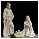 White Porcelain 3 Piece Nativity Set by Duncan Enterprise 1983