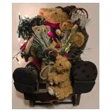 Festive Teddy Bear in Sleigh Display