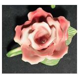 Beautiful Porcelain Rose Candle Holders and a Rose Candle