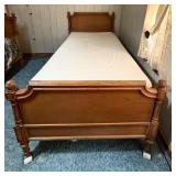 Vintage Twin Bed with Wooden Headboard and Footboard