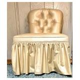 Vintage Vanity Chair with Newly Upholstered with Gold Shimmery with Skirt