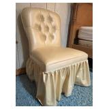 Vintage Vanity Chair with Newly Upholstered with Gold Shimmery with Skirt